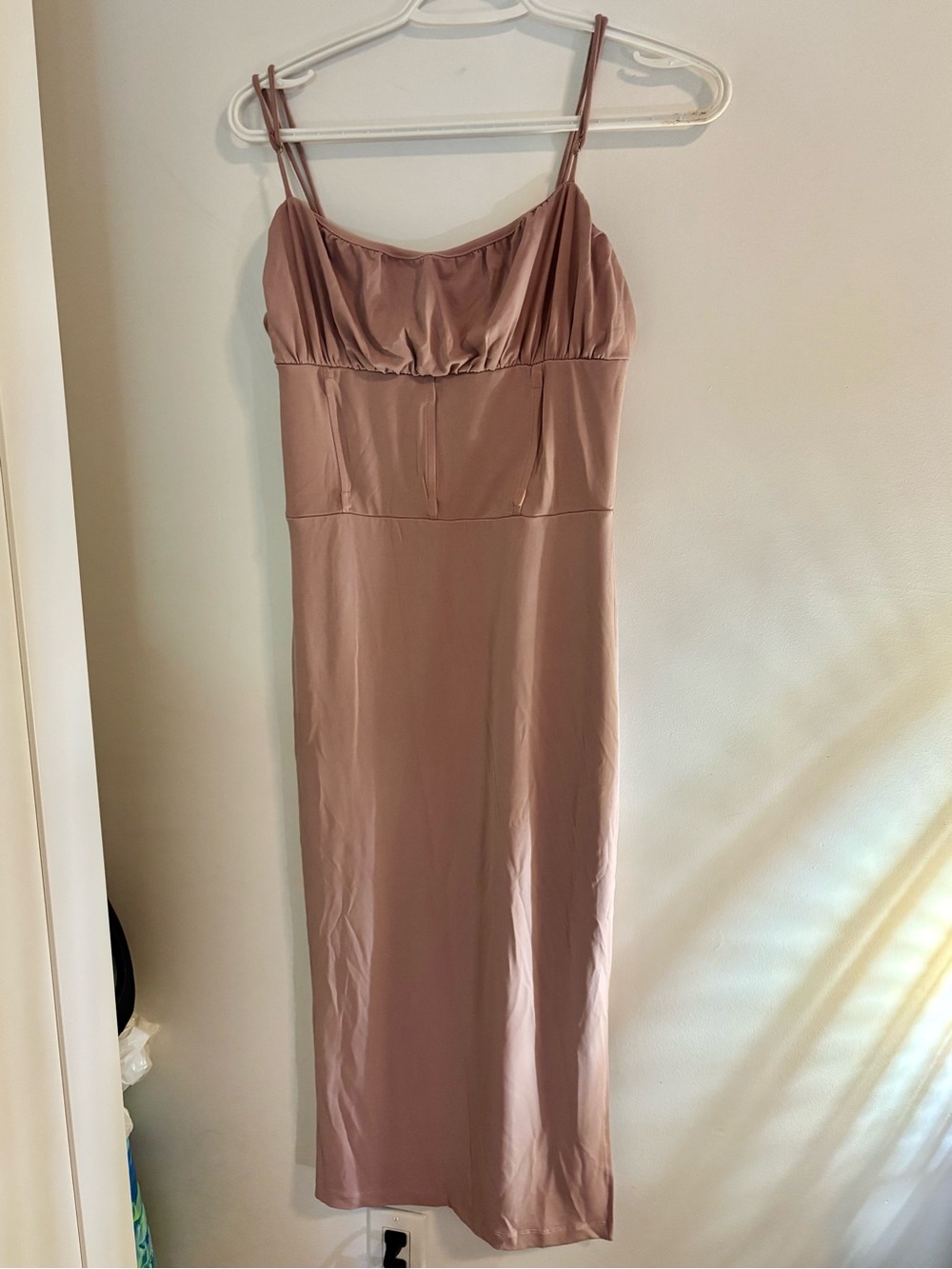 Dynamite Mauve Strapless Slip Midi Dress